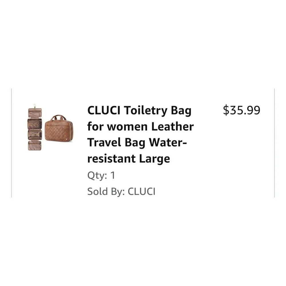 CLUCI Toiletry Bag Travel Bag with Hanging Hook Leather Makeup Cosmetic Bag...